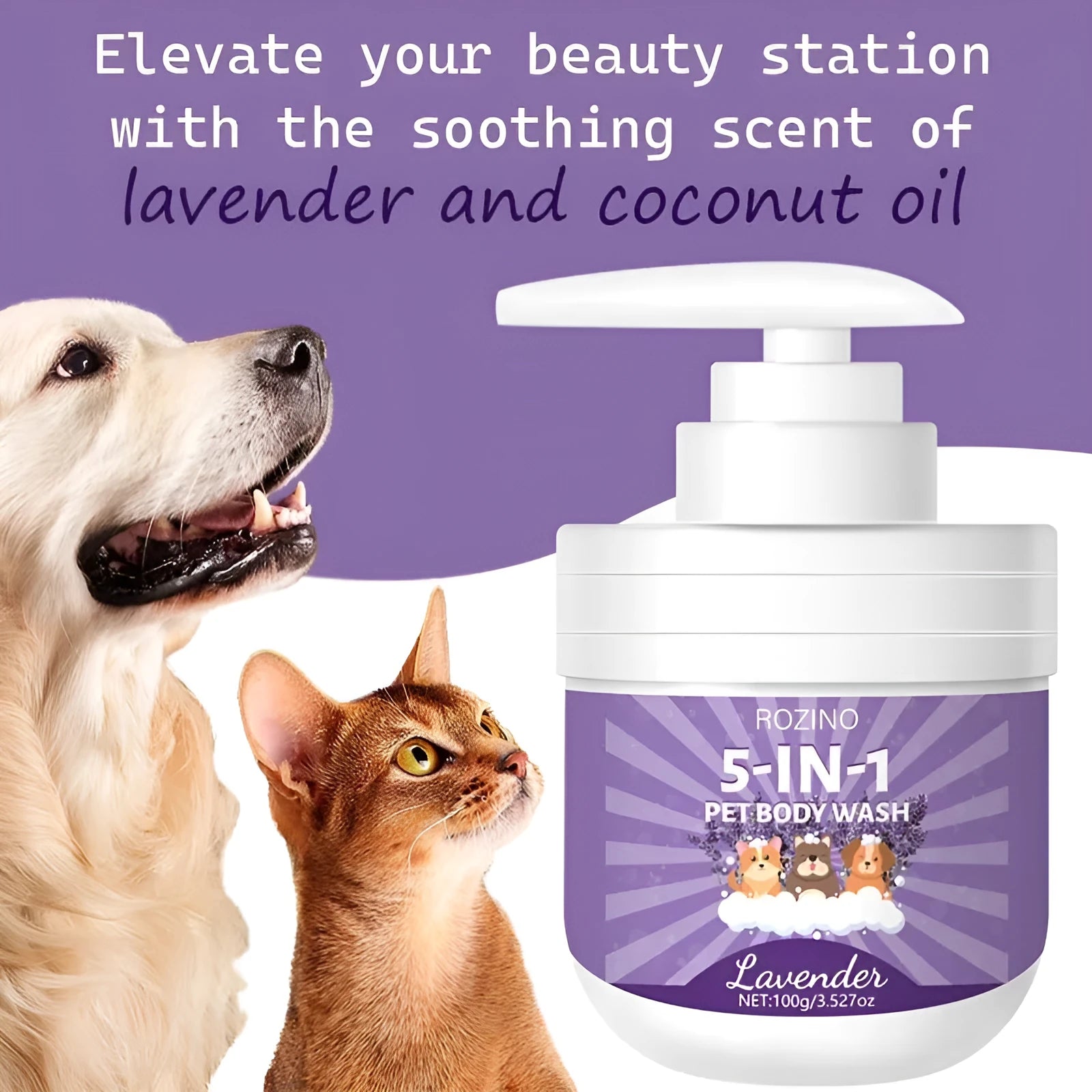 100g pet shower gel bottle with deodorising and sterilising formula for dog and cat washing