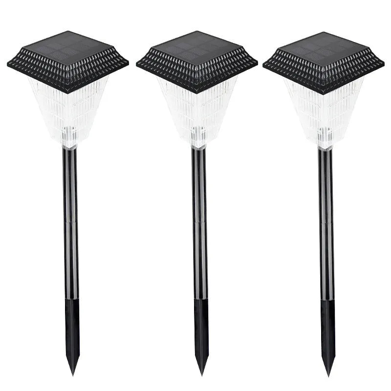 TS-S5103 solar garden light with 12 LED bulbs showing multiple colour options including white, green, red, and flame effects