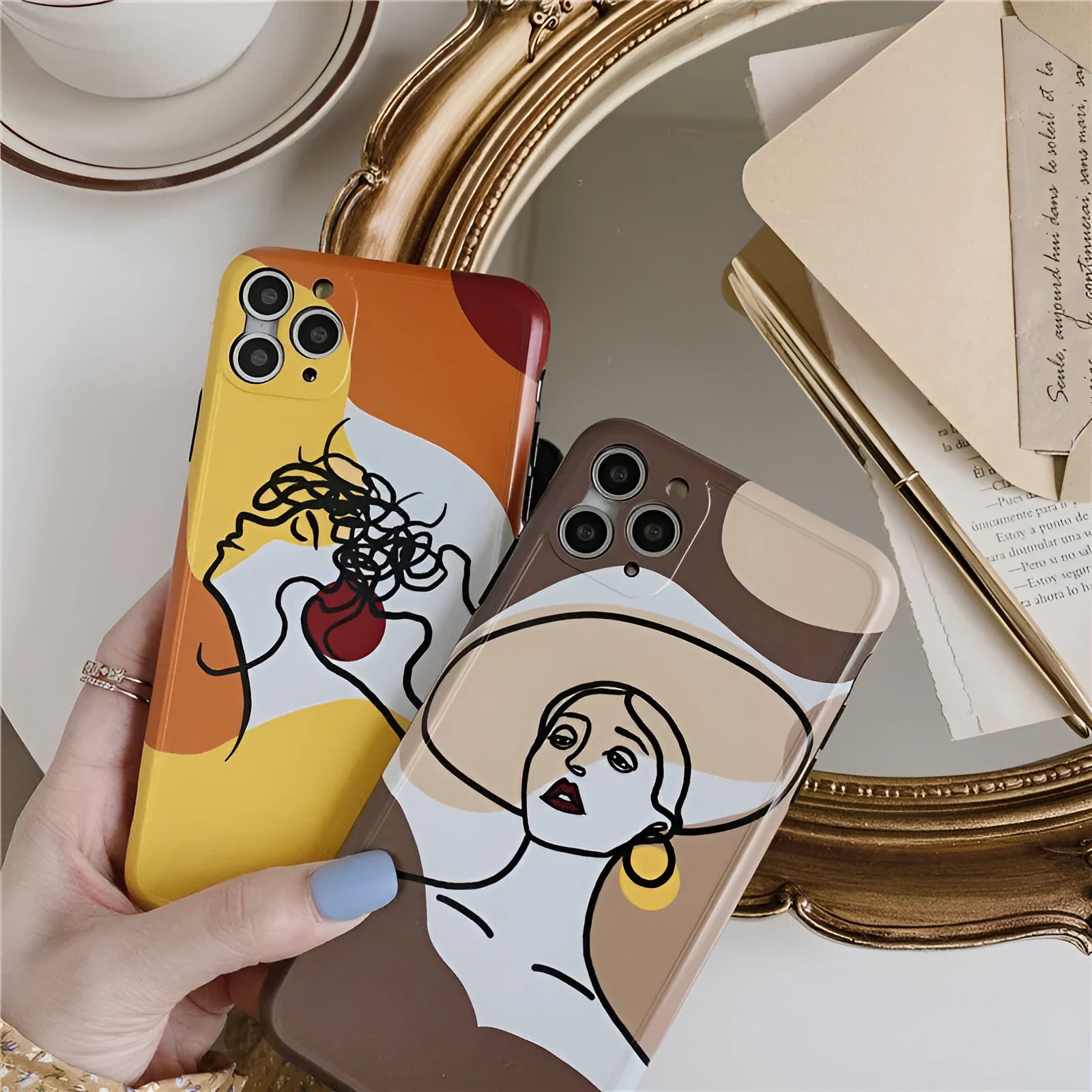Orange yellow line painting cartoon design on soft silicone iPhone protective case