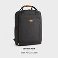 Unisex nylon backpack in black or creamy-white with curved shoulder strap and 20-35L business travel capacity