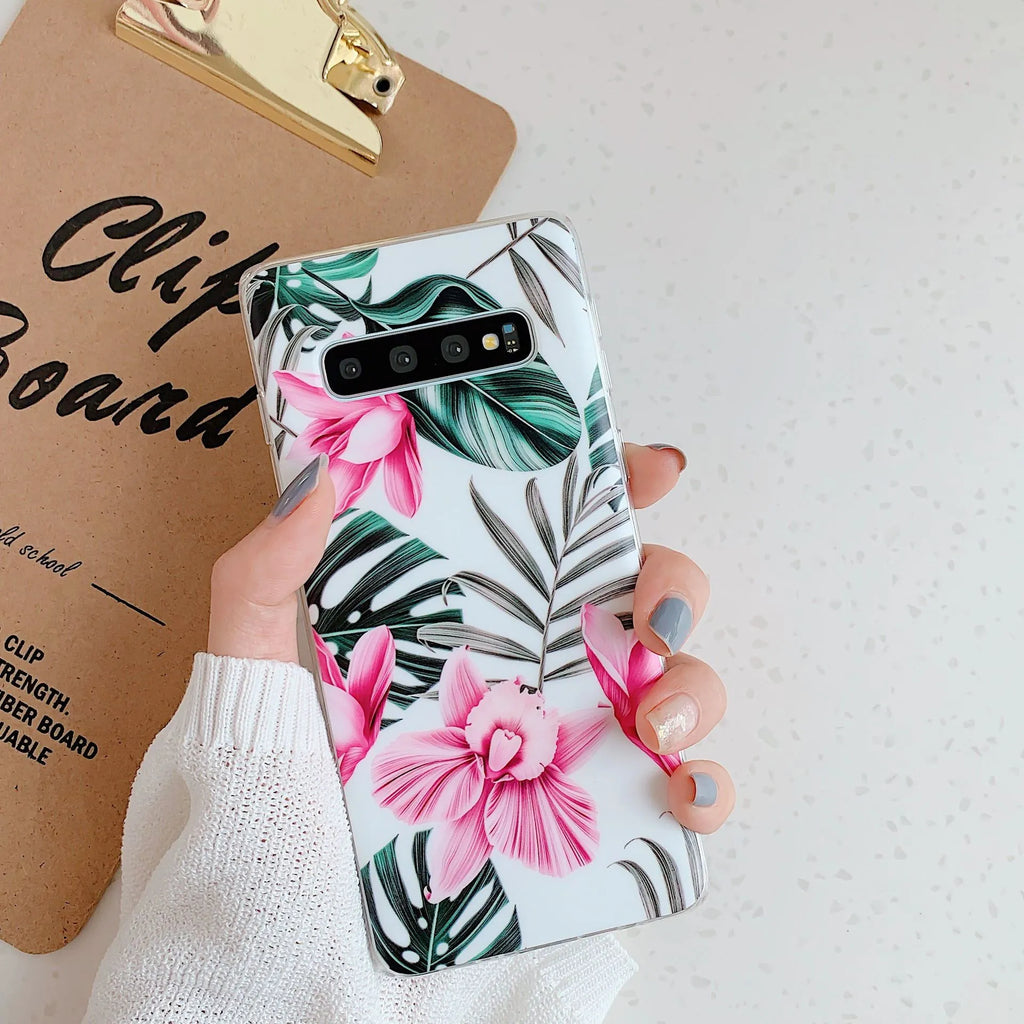 Samsung phone case with floral TPU back cover in safflower pattern
