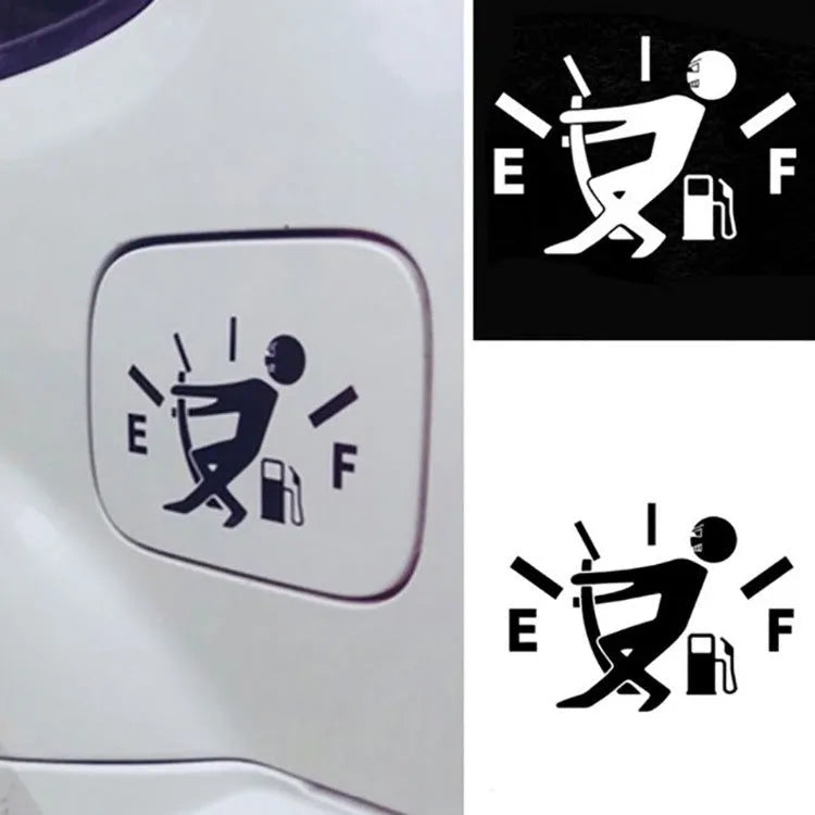Insufficient fuel and empty fuel car sticker in reflective material, black colour, 12.7cm x 9cm size