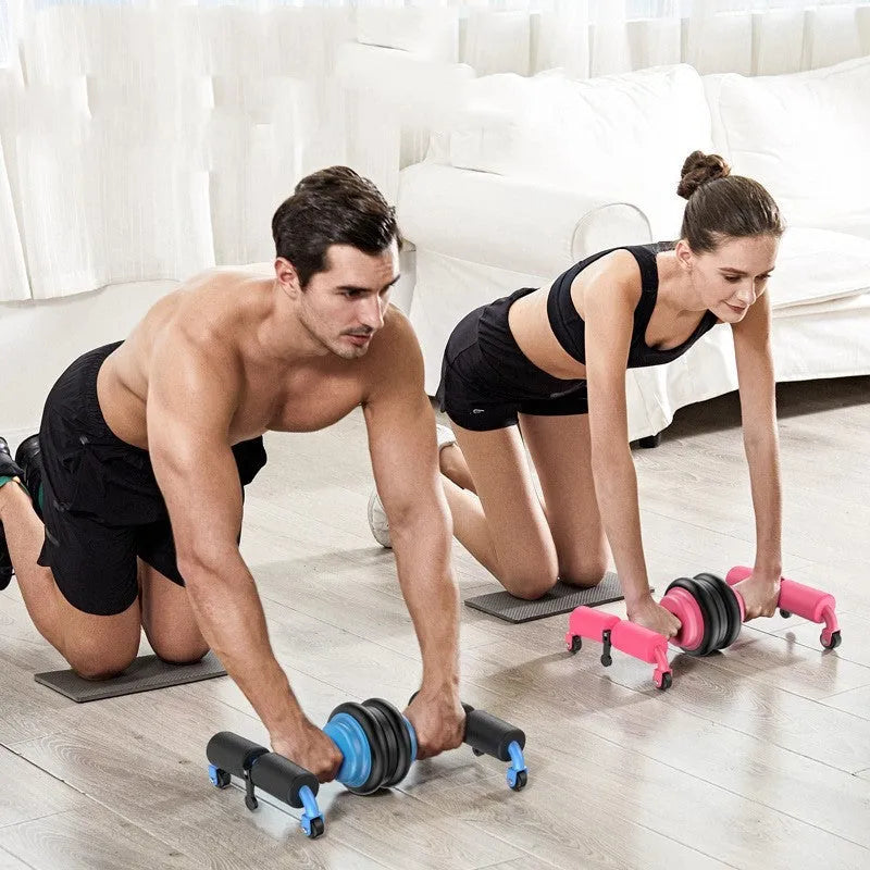 Foldable sit-up aid in Black, Blue, Pink, and Red for home and office fitness use