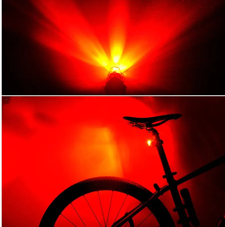 Bicycle tail light with 3 LED lamp beads, 3 modes, IPX-4 waterproof, 62x43x38mm, black plastic housing