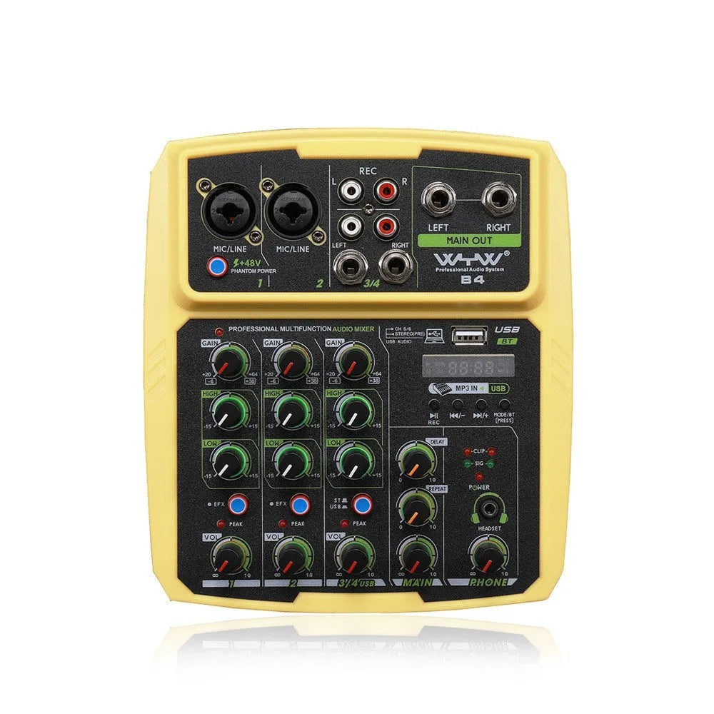 Reverb audio processor 20W USB mixer in green with power adapter and data line