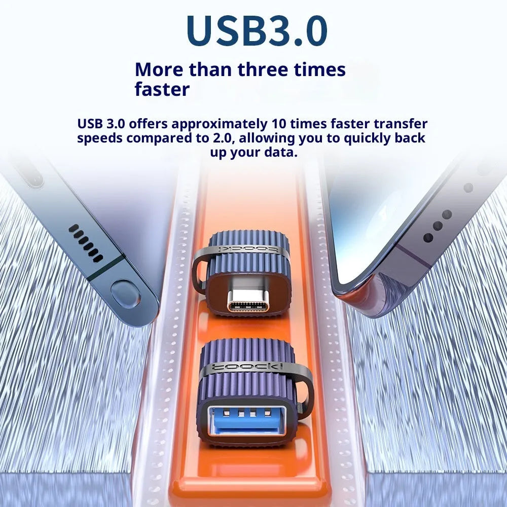 USB3.0 male to Type-C female adapter in aluminium alloy, black colour variant