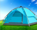 Waterproof automatic pop up tent for 3-4 people, 210x220cm outer, 140cm high, in Army Green or Sky Blue.