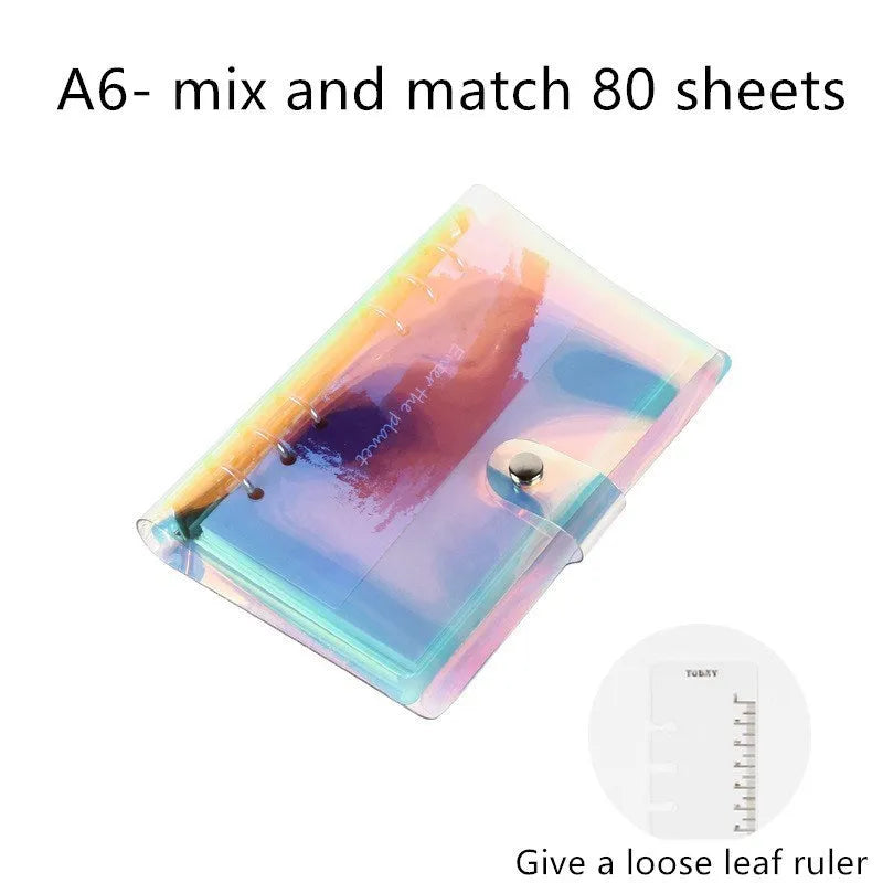 A5 and A6 size loose leaf hand account notebooks open on a desk.