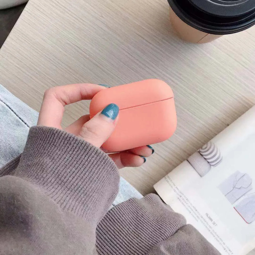 Plastic protective case for AirPods Pro shown in multiple colour options