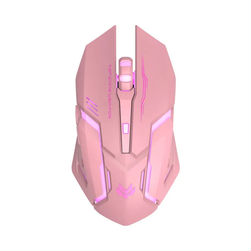 Wireless silent gaming mouse T1 black model with ergonomic shape and four-way scroll wheel