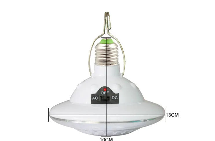 White solar-powered camping LED light set with 10W polysilicon panel and 3m connecting wire
