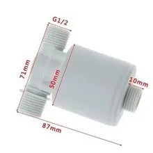 White nylon automatic float valve for purified water systems with thread size options