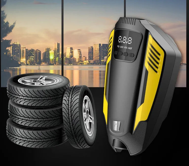 Portable 12V digital display car air pump with ABS and metal body, 120W, 45L/min air volume for car and motorcycle tyre inflation