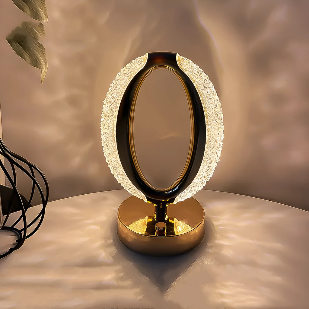 Star Eye touch night light with acrylic frame in star light gold colour on flat surface