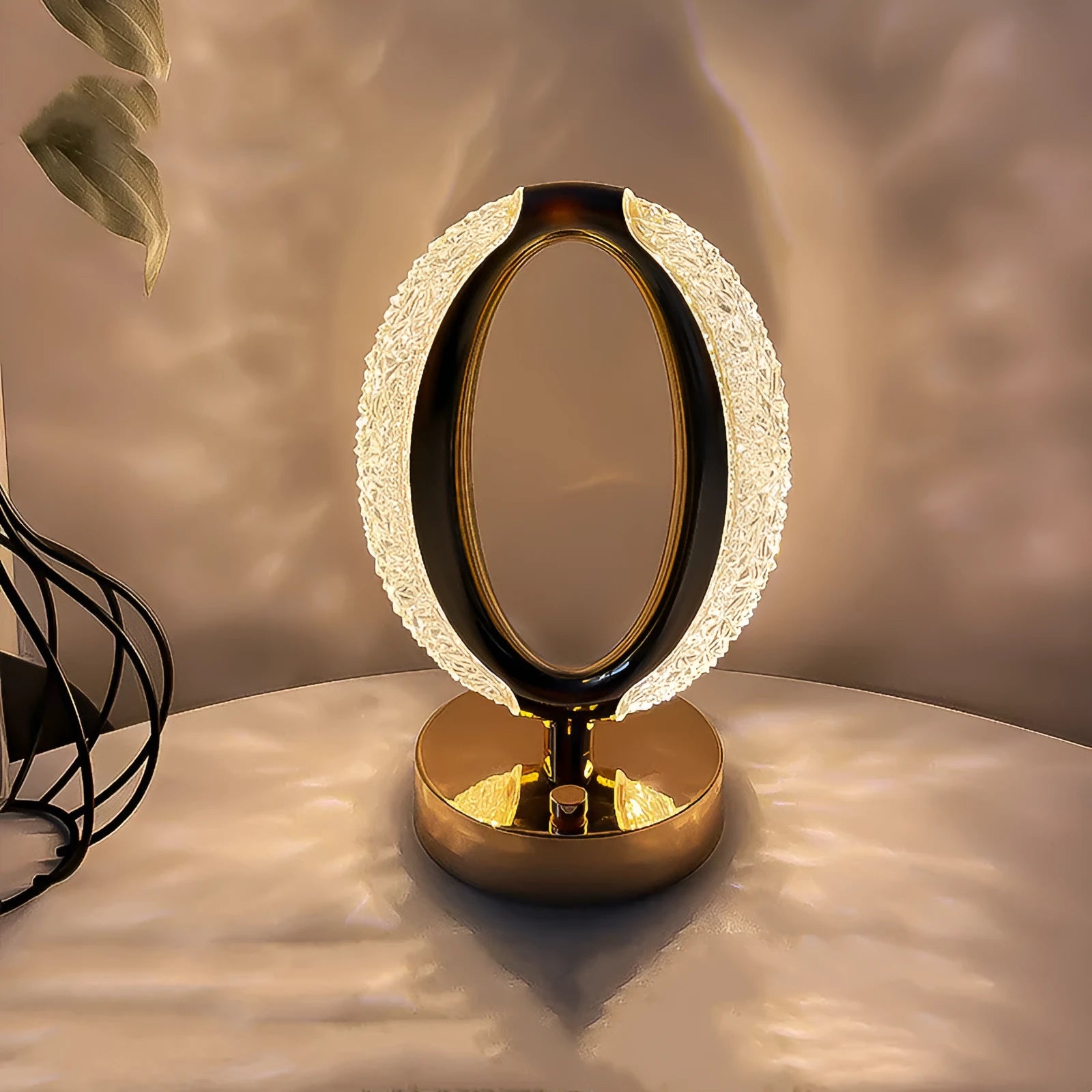 Star Eye touch night light with acrylic frame in star light gold colour on flat surface
