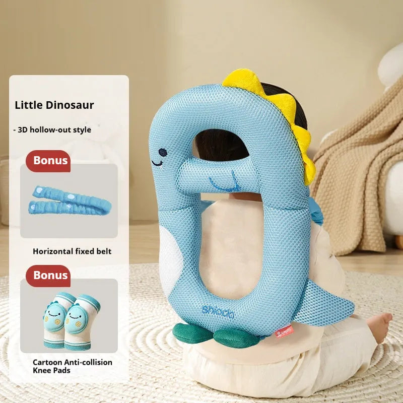 Baby anti-collision pillow and knee pads with cartoon dinosaur bee rabbit chicken designs