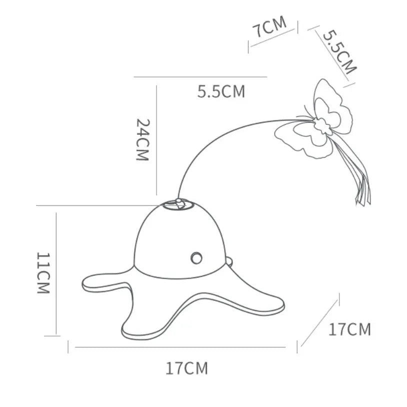 Automatic butterfly cat toy with octopus base, 360-degree rotation, 17cm base, 24cm line, pink blue white options