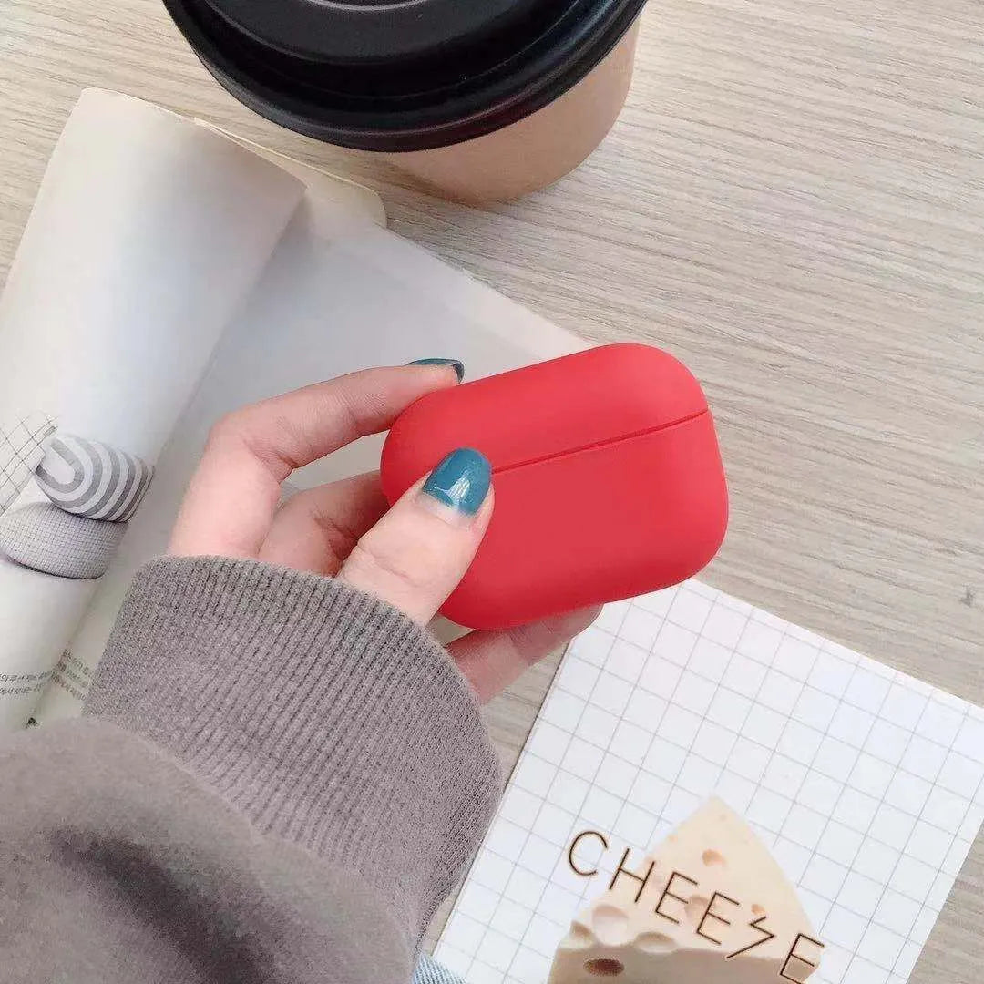 Plastic protective case for AirPods Pro shown in multiple colour options