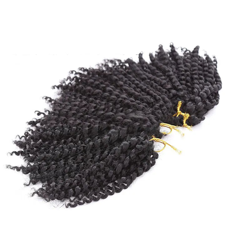 Crochet hair extension wig in Black, 8 inches length, 100g weight, with 3 strips and 60 roots total