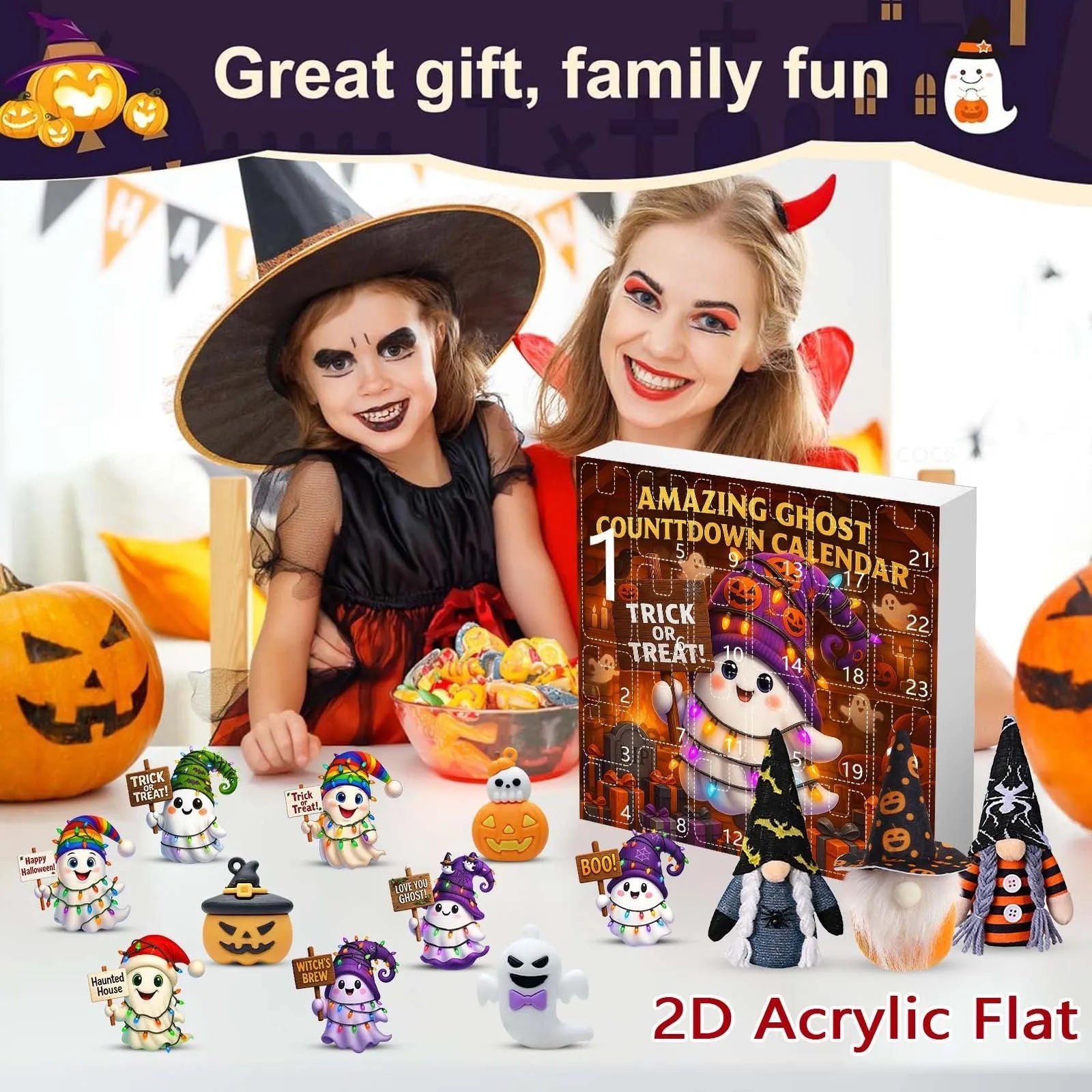 Ghost Pumpkin Doll Blind Box Halloween set with 16 pendants, 6 PVC figurines, and 2 plush dolls