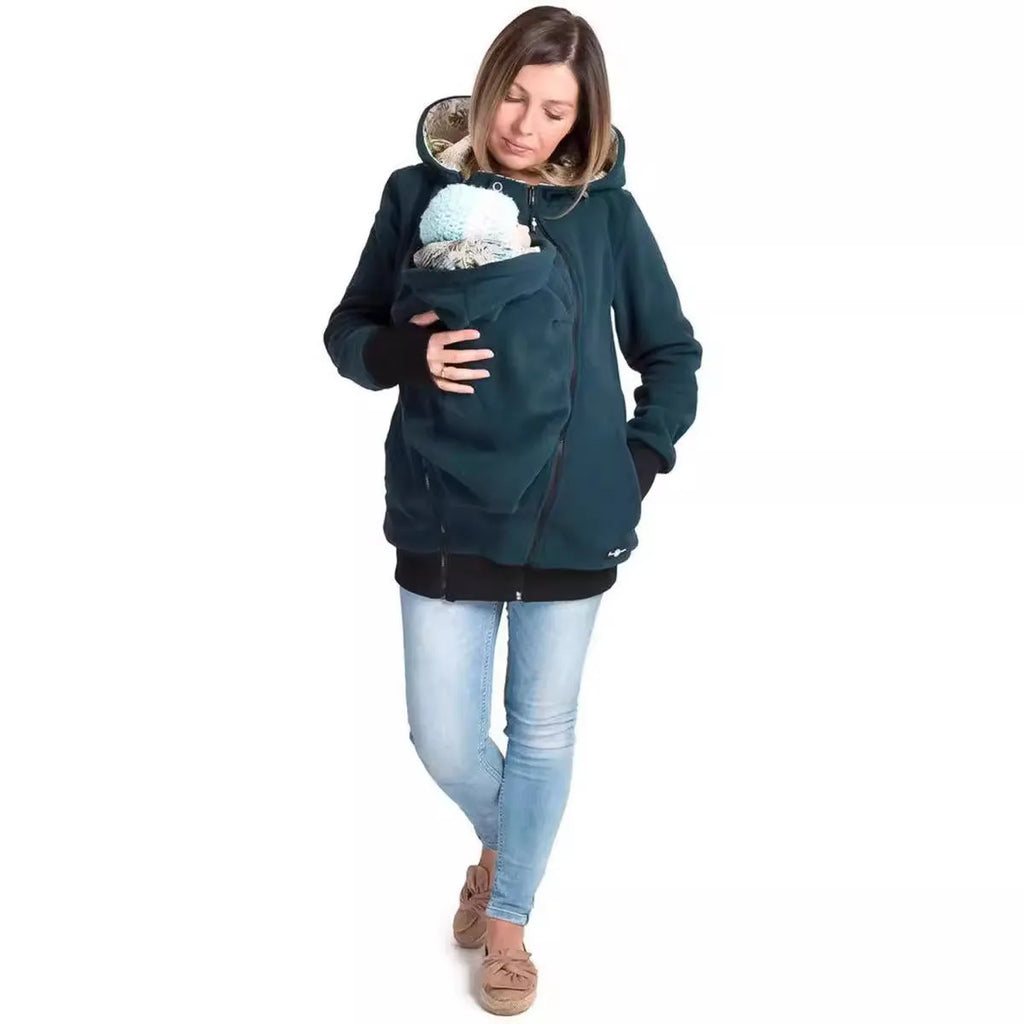 Red women's loose polar fleece sweater with long sleeves and spandex blend fabric