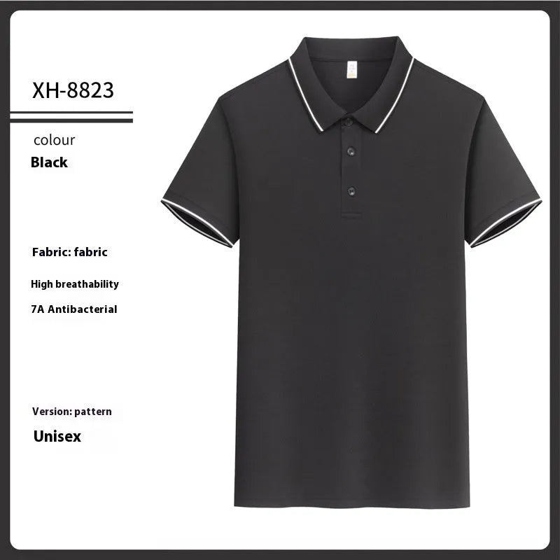 Slim fit antibacterial polo shirt with lapel collar in light purple colour showing short sleeves