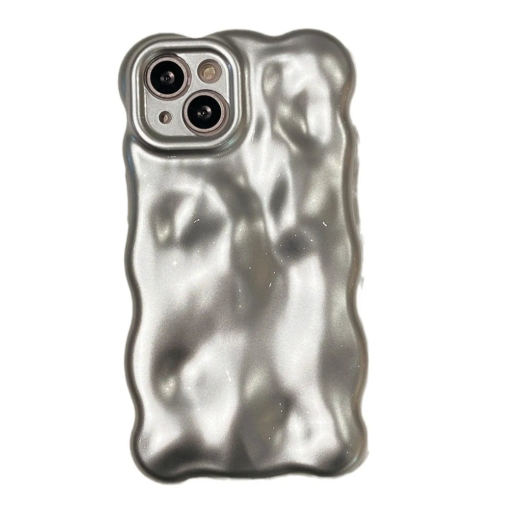 Matte silver bubble TPU phone case with anti-fingerprint texture for iPhone