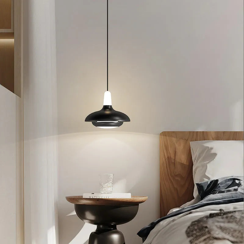Adjustable Nordic pendant light in moon white or obsidian black with lifting mechanism