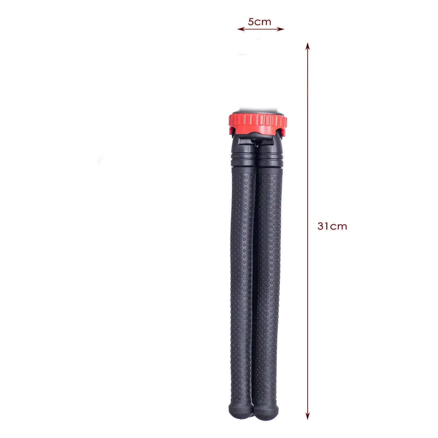 Black octopus tripod with flexible rubber legs wrapped around a pole holding a camera
