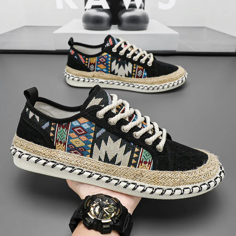 Men's casual summer shoes in breathable cloth fabric with round toe design
