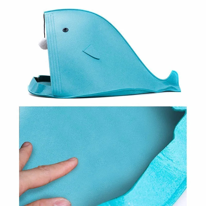 Foldable felt pet nest in blue, size 40x40x50cm, made from non-woven felt, tear resistant and washable