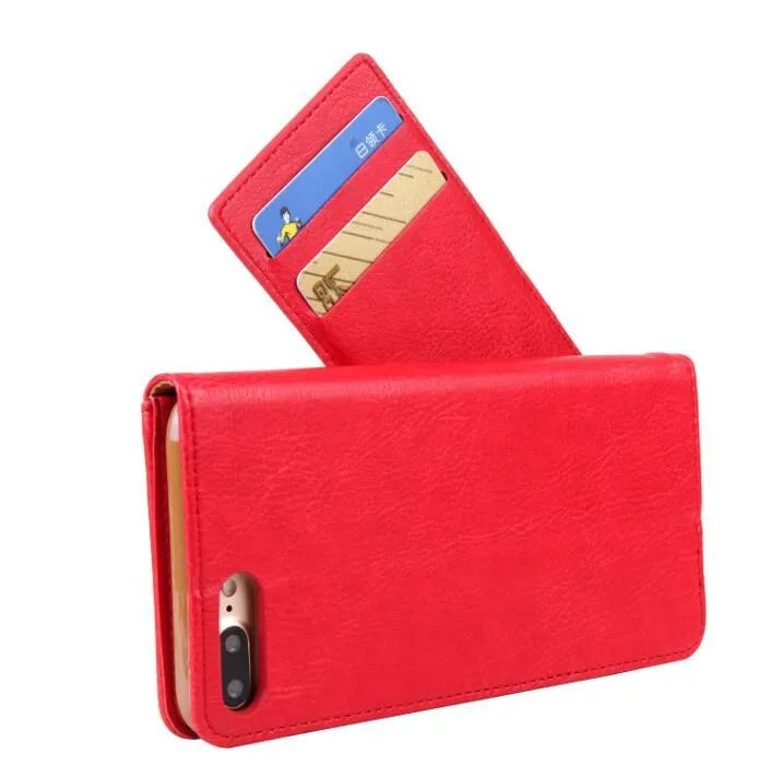 Magnetic card holder deluxe leather flip book case for iPhone 8 Plus