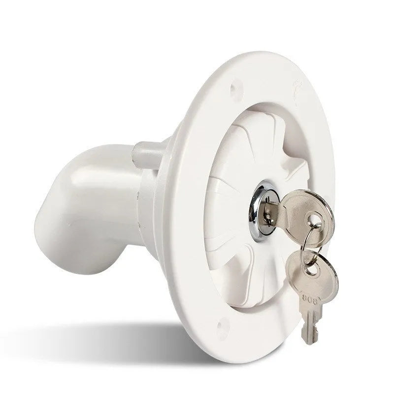 White RV gravity water filling port with 80mm hole and 38mm pipe inner diameter for recreational vehicles