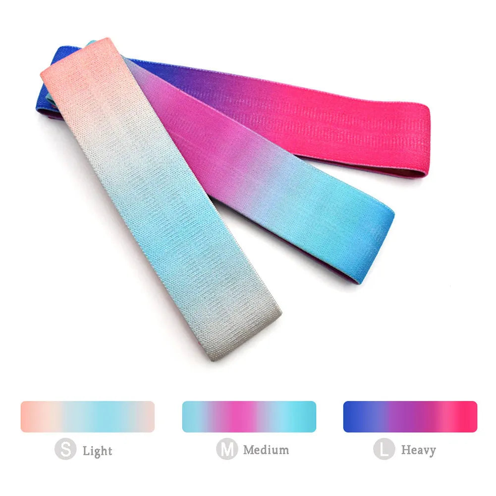 Anti-slip squat resistance band in woven cotton and latex silk, fixed mix colour, for buttocks and shaping fitness use.