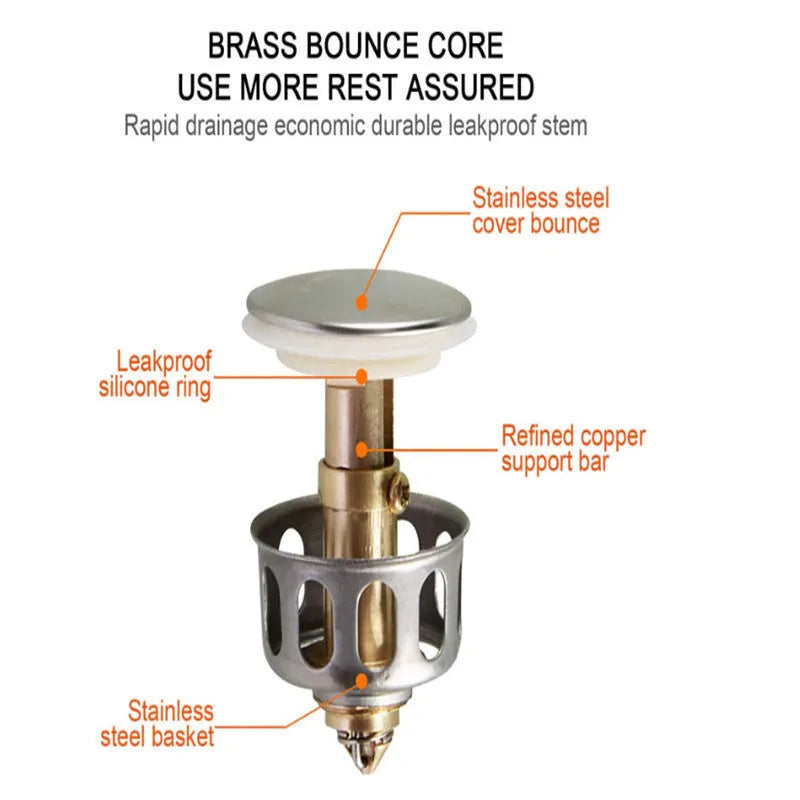 White copper kitchen sink filter element with manual press bounce for single basin artificial stone countertops