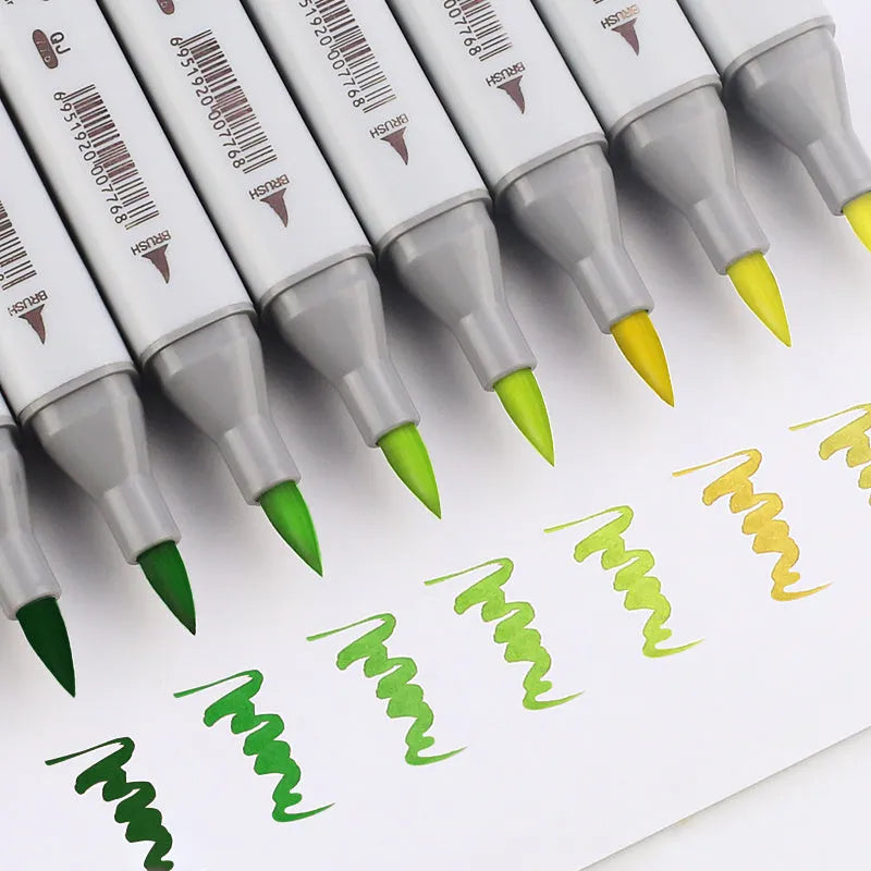 Set of 48 oil-based soft-tip markers with round and chisel tips for hand-painted design work