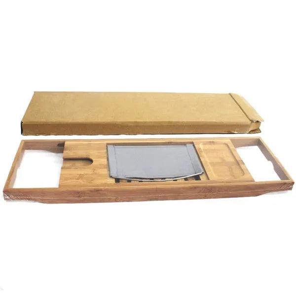 Bamboo bathtub frame caddy for desktop bathroom storage organisation