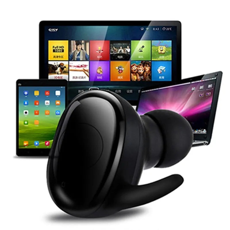 TWS4 Bluetooth headset with graphene vibration film and ergonomic design in black