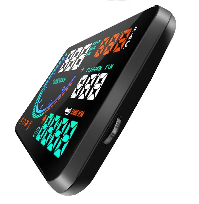 New I9 5.5 inch plastic car head up display OBD monitor showing speed and fuel data