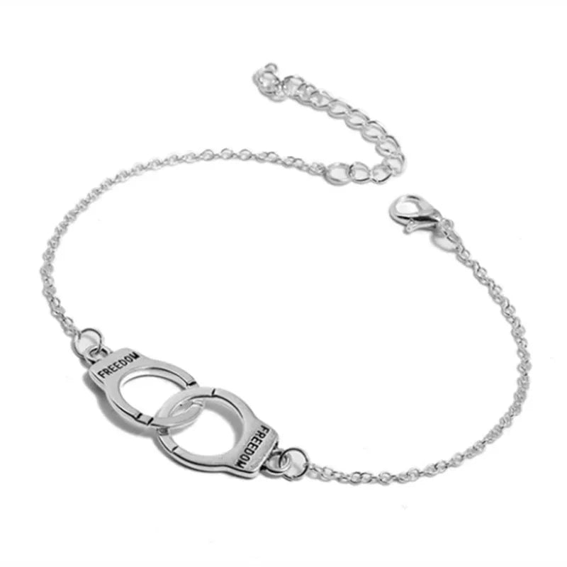 Silver electroplated alloy geometric anklet for women, 18cm length, individually packed