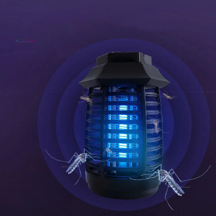 Black aromatherapy mosquito killer lamp with choice of UV or LED tube on a table