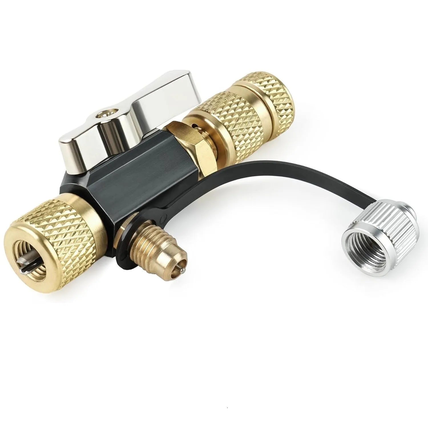 Vacuum valve core disassembly tool set with metal valve remover and valve core wrench