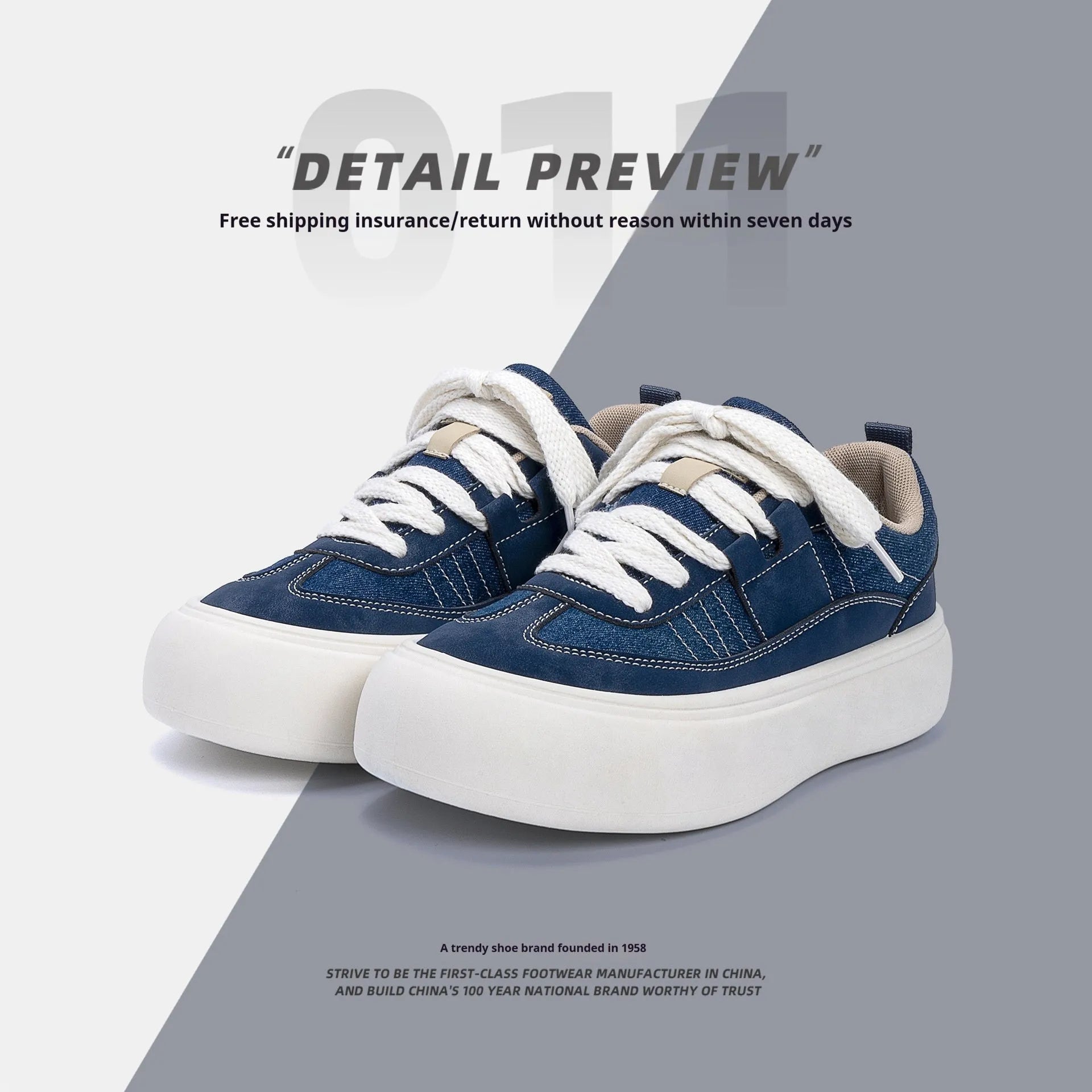 Men's low-top black canvas platform shoes with white raised sole and front lace-up.