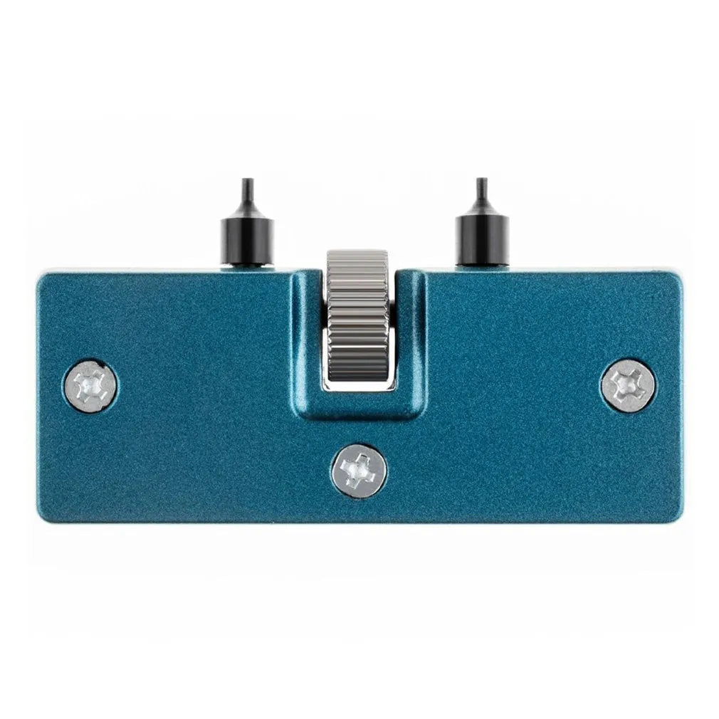 Yellow plastic watch fixing base and plastic case opener tool for watch repair.