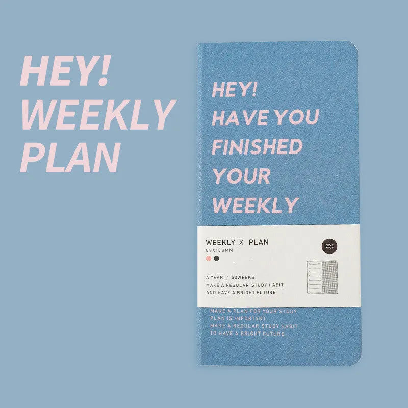 A5 weekly plan diary handbook for 2024 with 100 pages in blue, brown, green, and purple colours