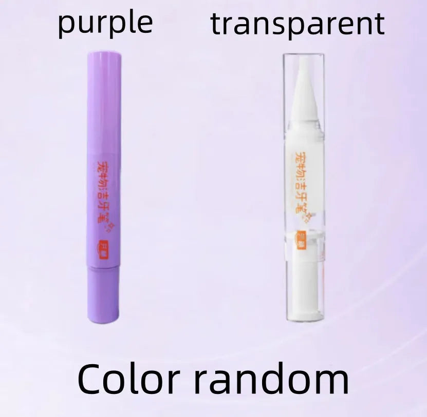 White plastic pet toothbrush pen for dog and cat teeth cleaning with 5ml whitening gel