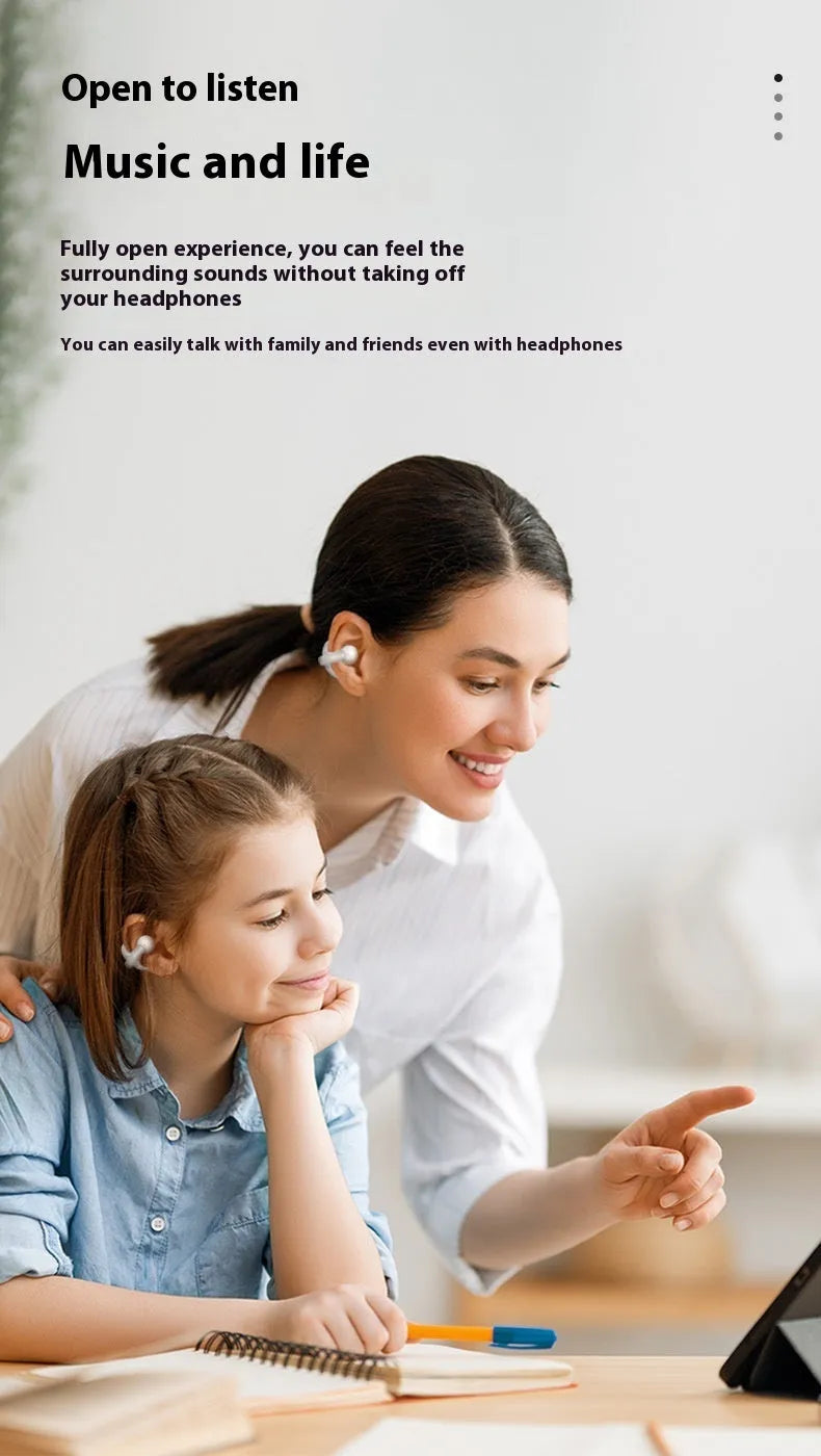 Clip-on true wireless Bluetooth headset sports non in-ear stereo earphone black white colour
