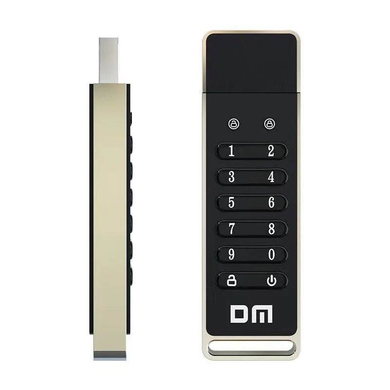 64GB encrypted USB flash drive with metal shell and digital button for fingerprint and password security
