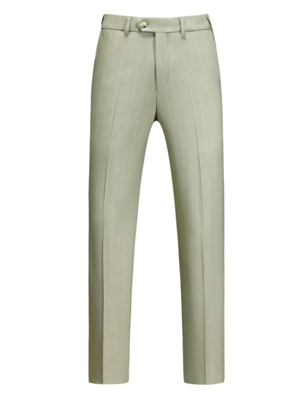 Men's three-piece light green business suit set with jacket, vest, and trousers, semi-hemp lining, flat collar