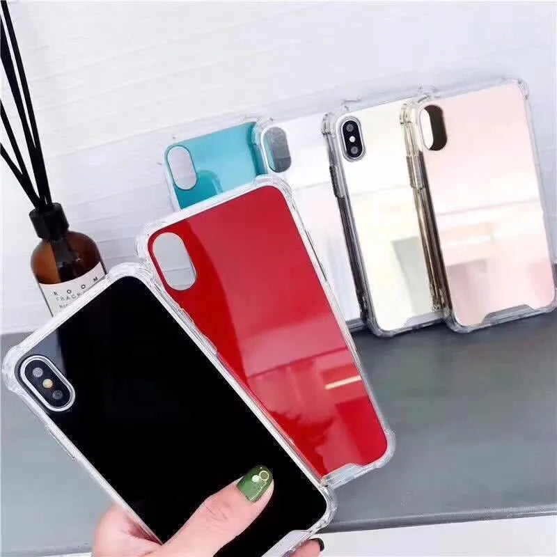 Mirror finish TPU phone case for iPhone shown in multiple colour options